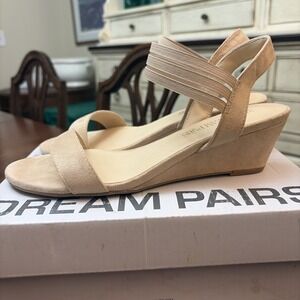 DREAM PAIRS Women's Nude Low Wedge Sandals Open Toe Summer Dress Shoes Sz 7.5